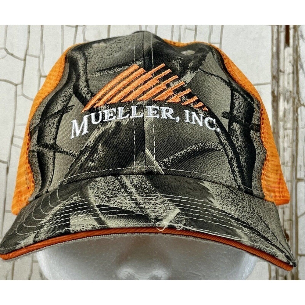 Orange Mesh Hat Cap MUELLER Supply Co. Inc Camo Hat NWOT